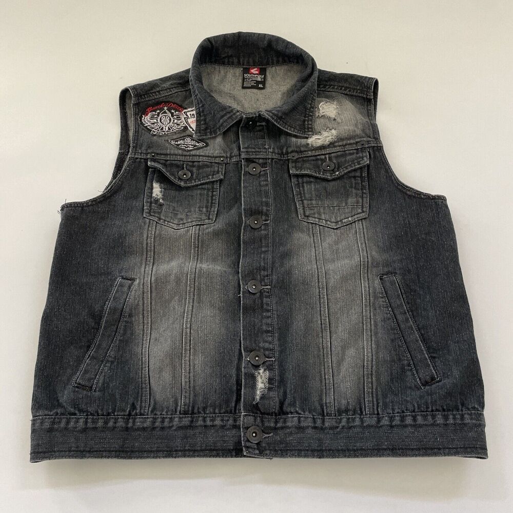 Men's Black Denim Vest